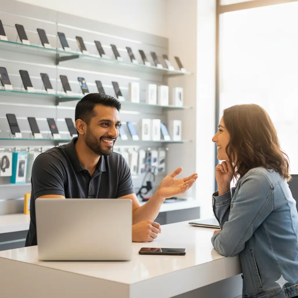 Store employee with his female client